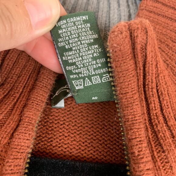 Eddie Bauer Quarter Zip Sweater Men's Large Burnt Orange Knit Classic (0691) - Picture 3 of 8